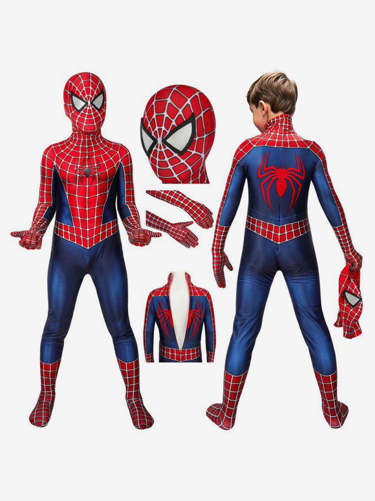 Red Jumpsuit Lycra Spandex Bodysuit Zentai Spiderman Kids Cosplay Costumes - view 1