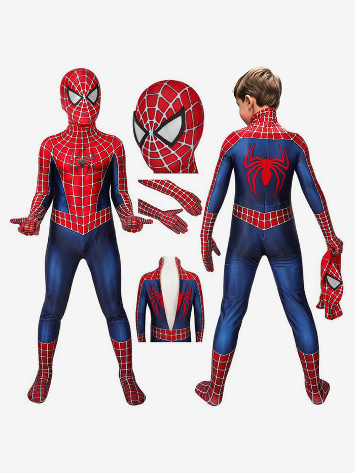 Red Jumpsuit Lycra Spandex Bodysuit Zentai Spiderman Kids Cosplay Costumes
