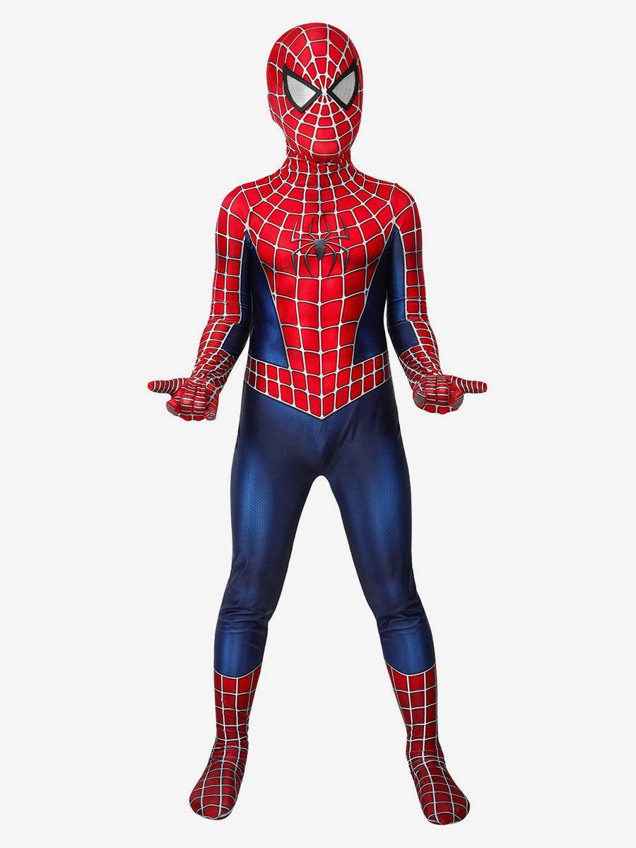 Red Jumpsuit Lycra Spandex Bodysuit Zentai Spiderman Kids Cosplay Costumes - view 2