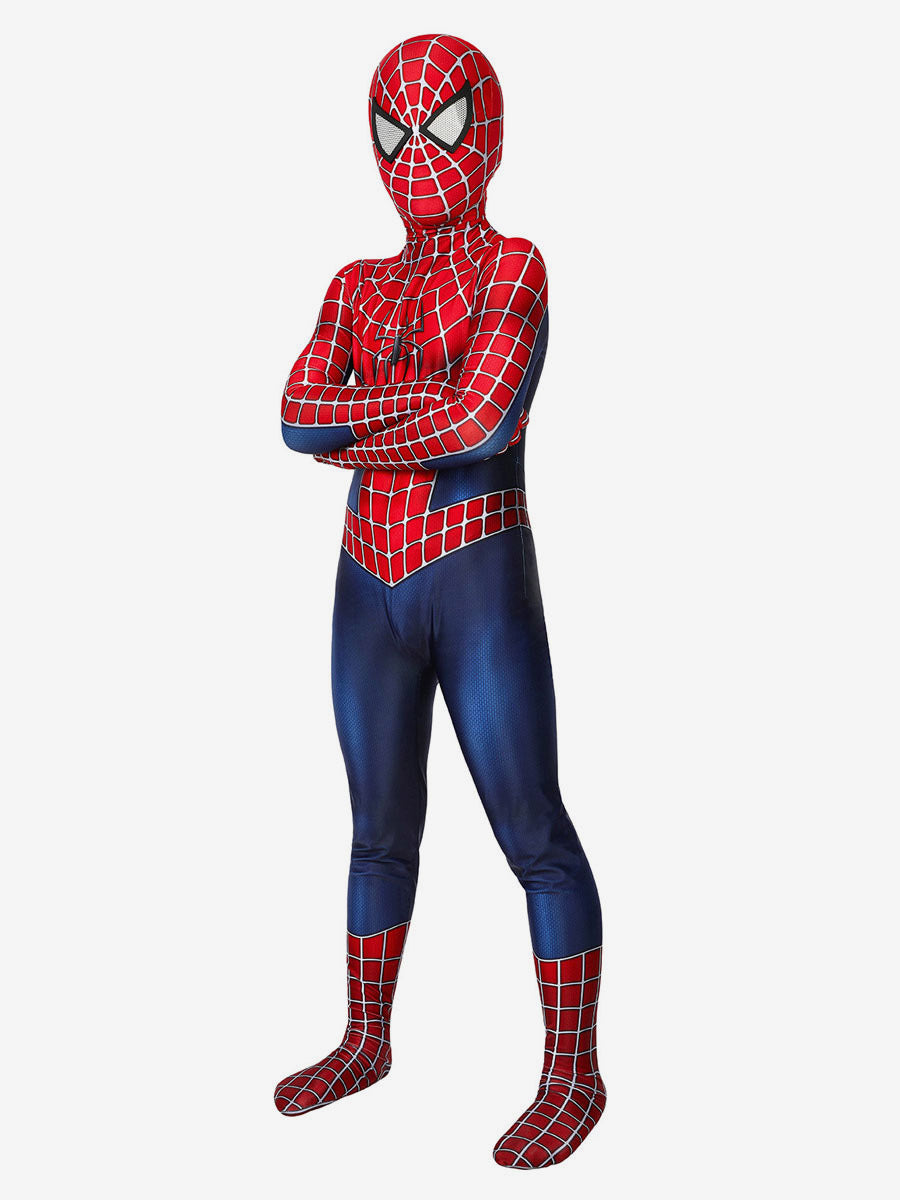 Red Jumpsuit Lycra Spandex Bodysuit Zentai Spiderman Kids Cosplay Costumes - view 3