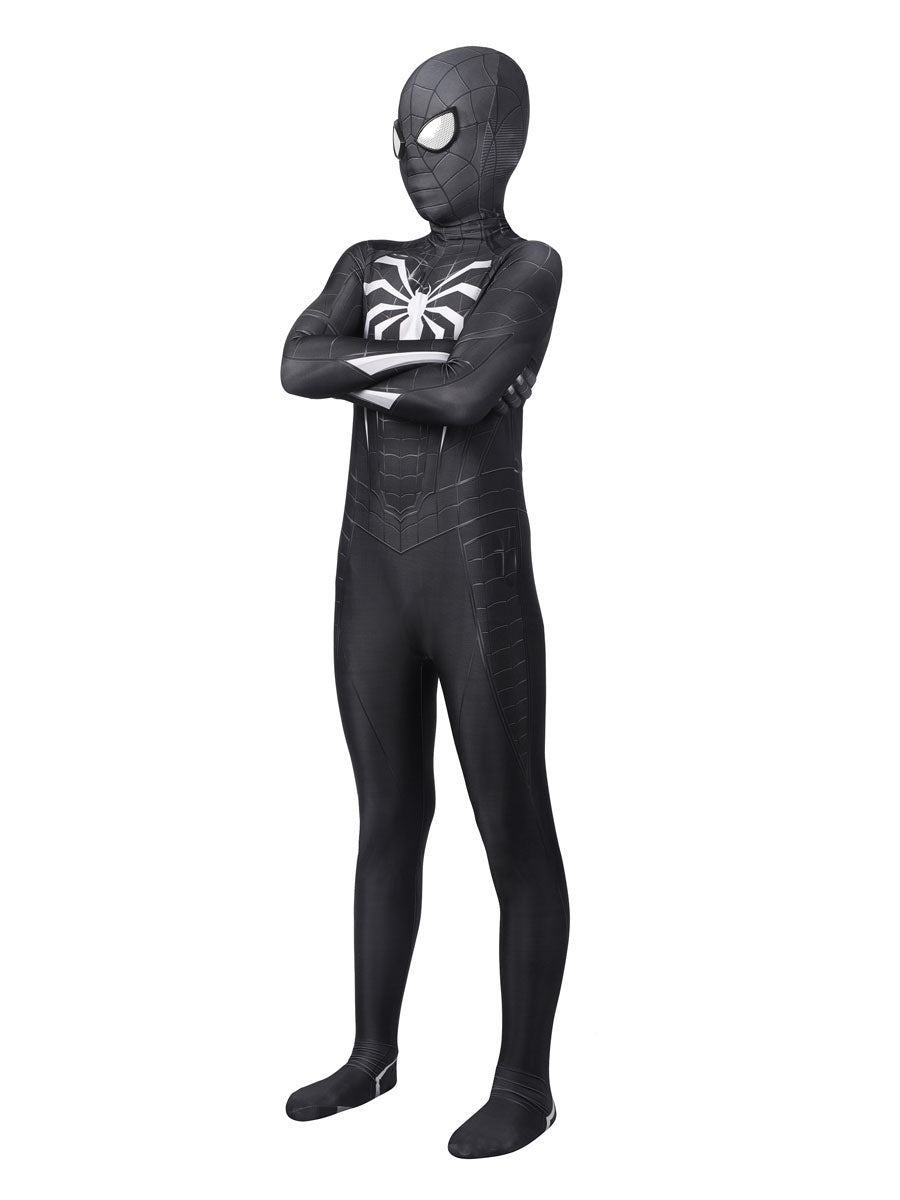 Spiderman Costume Kids Symbiote Black Suit Spider-Man In Marvel's Spider Man Miles Morales PS5 Kid Cosplay Costumes - view 1