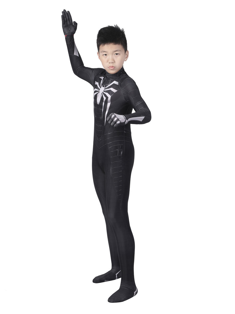 Spiderman Costume Kids Symbiote Black Suit Spider-Man In Marvel's Spider Man Miles Morales PS5 Kid Cosplay Costumes - view 3