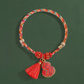 Brocade Gourd Adjustable Cord Bracelet - Red
