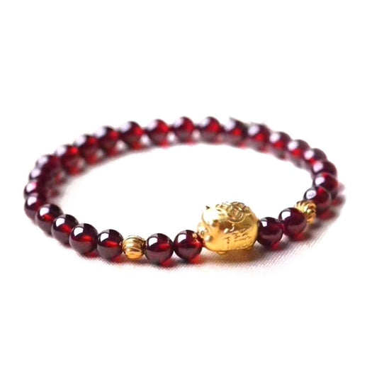 Garnet Lucky Pig Charm Bracelet